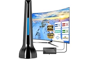 DGUPSP Antenna TV Interna Amplificata Potente, Antenna HDTV Portatile con 280km di Distanza di Ricezione, Antenna da Interno Digitale Terrestre, Supporta 4K HD/1080p/VHF/UHF DVB-T/DVB-T 2 Canali Gratuiti