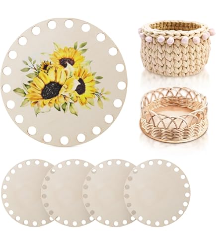 9 Stück Häkelböden Rund - Holzböden 15/20/25 Cm Für Häkeltaschen & Körbe