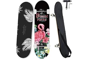 ALIHOC Monopatín estándar de 31 Pulgadas, Superficie de Tablero de Arce de 7 Capas, Apto para niños, Adolescentes, Adultos, Principiantes y Profesionales, con una Carga máxima de 150 kg