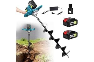 WUDLEP 40V Brushless Cordless Earth Auger, 6 in Post Hole Digger with Two Battery and one Charger, Electric Post Hole Digger, Forward and Reverse Direction Rotation, for Tree Planting