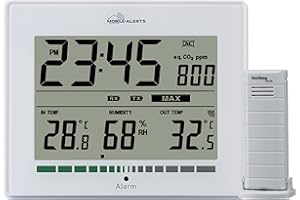 TECHNO LINE Technoline MA10402 Moniteur de qualité de l'air, mesure la qualité de l'air, alarme via LED en cas de faible valeur ppm = recommandation de ventilation, affichage de la température, affichage de