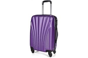 SA Products Cabin Suitcase - Hardshell Airline-Approved Luggage Bag for Travel - Cabin Bag with Inner Pockets, Extendable Top Handle, Side Handle, 4 Spinner Wheels, Lock - 55x22x38cm, 35L, Purple
