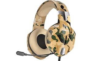 YINSAN Gaming Headset with Mic for PS5 PS4 Xbox One Nintendo Switch PC, Wired Camo Gaming Headphones with Stereo Surround Sound, Noise Cancelling Microphone & One-Key Mute Button