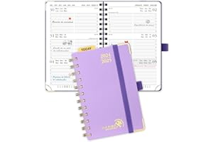POPRUN Agenda 2024 2025 Pequeña 16 x 10,5cm, Tapa Dura Agenda Semana Vista A6, 17 Meses de Ago.2024 - Dic.2025, Regla de Plástico, 80 GSM Papel Certificado FSC®, Violet Claro
