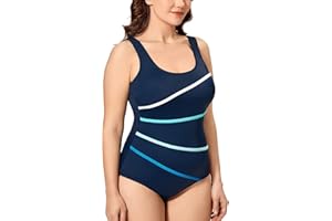 DELIMIRA Donna Costume da Bagno Scollo Rotondo Spalline Larghe