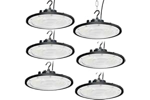 100W UFO LED Lámpara de Alta Bahía,Fosingut 10000LM Focos Led Interior Techo,6500K BlancaFría IP65 Impermeable Campana LED Industrial,High Bay lampara led techo para Fábrica,Garaje,Taller (6pcs)