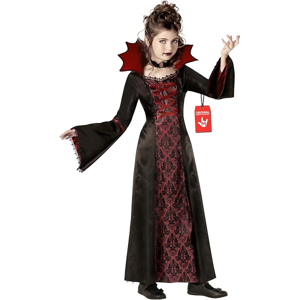 MUXIWOM Costume Vampira Bambina, Vestito Vampira Bambina, Costume Halloween Vampiro Ragazza per Halloween Carnevale Cosplay(10-12 Anni