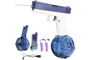 LWMTT Elektryczny pistolet na wodę, dla dorosłych i dzieci, 9 m, duży zasięg, pistolet na wodę, zabawka na lato, plażę, do użytku na zewnątrz, do zabawy na basenie (niebieski)
