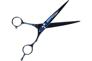 Master Grooming Tools 5200 Blaue Titanschere – Hochleistungsschere für die Fellpflege von Hunden – gebogen, 16,5 cm