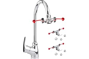 Skywin Eye Wash Kit - Faucet Mounted Emergency Eye Wash Station Sink Attachment - 1x Continuous Flow Eyewash Station,3X Sink Adapters,2X Inspection Tags,1x Emergency Eye Wash Station Sign (2Pack)