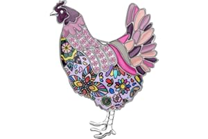NEWEI Broche de aleación esmaltada, diseño de gallina, joyería de animales para mujeres y niñas, regalo de ropa, bufanda, dijes