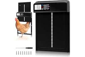 AWKAQUN Automatic Chicken Coop Door with Time Mode, Electric Chicken Coop with Waterproof Large Display, for Safe Chicken Keeping, Also Available for Automatic Kitten and Puppy Doors