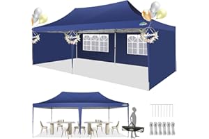 COBIZI Pop Up Gazebo 3m x 6m, Marquee Gazebo with Sides, Waterproof Gazebo 3x6, UV-Resistant, Height Adjustable Event Shelters for Garden, Weddings, Parties, Picnics and Commercial Use (Dark Blue)