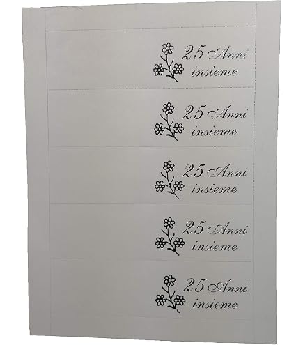 35 Bigliettini Per Bomboniera Anniversario Di Nozze - 25° Anniversario, Scritta Elegante, Stampa Tipografica, Fai Da Te