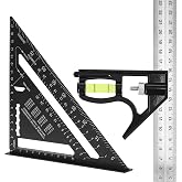 QWORK&reg; Multifunctional Carpenter Square Kit, 180 mm Aluminium Triangular Ruler and 300 mm Stainless Steel Marking Gauge for P