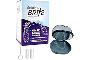 JA FEEL Retainer Brite Cleaning Tablets & Portable Retainers Case with Mirror - Includes 36 Brite Retainer Tablets, Ideal Dental Retainer Cleaner, Brace Cleaning Tablets, & Invisalign Cleaner