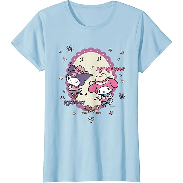 T-shirt My Melody & Kuromi Style Western - Vêtement Officiel Sanrio, Coupe Classique