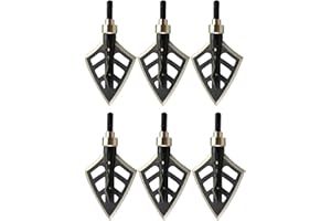 AMEYXGS 6 Piezas Tiro con Arco Puntas de Flecha 125 Grain Acero Inoxidable Broadheads para Caza