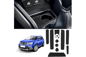 Coleya Tapis Anti-dérapants Compatible avec Dacia Duster 2018-2021, Tapis en Caoutchouc pour Accoudoir, Console Centrale, Porte-Gobelet, Rainure de Porte, Dacia Duster Tapis Antidérapante (Noir)