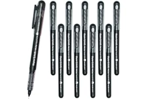 Newell Brands 10 x Papermate Inkjoy Liquid Ink Rollerball Pen, Quick-Drying Ink & Ergonomic Body, 0.5mm Needle Point Fine Nib, Black - Loose in Plain Packaging