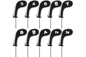 Andux - Set di 10 copritesta per mazze da golf con cerniera