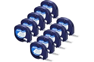 Nastro per Etichette Unistar compatibile in sostituzione di Dymo LetraTag Plastica Nastri 91201 12mm x 4m Nero su Bianco Cartucce Ricarica per Dymo Letratag 2000 LT-100H LT-100T LT-110T XR