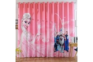LKFFHAVD Anime Frozen Verdunkelungsvorhang - Sets, Anna Elsa Olaf Vorhänge Ösen 3D Druck ?2er Set, Für Dekoration Kinderzimmer Wohnzimmer Schlafzimmer (28,150×166(BxH))