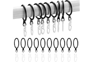 FULUSHOUXI 24 Piezas Anillos de Metal para Cortinas y Ganchos de Plástico para Cortinas, Anillos para Colgar Cortinas 30 mm Diámetro Interior para Colgar Cortina de Ducha de Puerta de Ventana