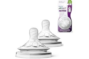 Philips Avent Lot de 2 tétines pour biberons Natural débit lent 2 trous pour les bébés de 1 mois et + (Modèle SCF042/27)