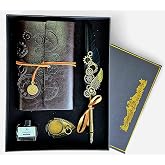 Senon Steampunk T&uuml;y Kalem Seti Dişli Tasarımlı Doldurulabilir Divitli Deri Defter M&uuml;rekkep Şişesi ve T&uuml;yl&uuml; Divit Seti &Ouml;zel Ta