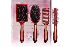 MEISHEAMIN 4 Pcs Hair Brush Set,Anti Static Massage Oval Comb,Detangling Brush Round Hair Brush Vent Hair Brush,Detangling Hairbrush for Women Men and Kids