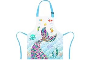 XonyiCos Kinder Jungen Dinosaurier Schürze mit Taschen, Mädchen Schürzen zum Kochen, Malen, Küchenchef Schürze für Kinder 3-12 Jahre