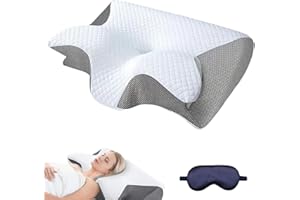 Knubbuf CuroSleep - Die Erleichterung, auf die Sie gewartet haben, Curo Sleep Kissen, Ergonomisches Nackenstützkissen, Orthopädisches Kopfkissen für Rücken, Seiten, Bauchschläfer (Grau)