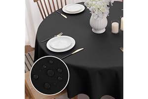 Softalker Tovaglia Rotonda 160 cm Diametro Tovaglia Antimacchia 4-6 Posti Tovaglie Nero Decorativa per Soggiorno, Cucina, Sala da Pranzo (1 Pezzo, 210 GSM, Resistente, Lavabile, Non Sbiadisce)