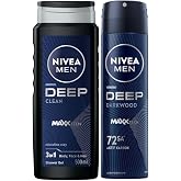 NIVEA MEN Erkek Deep Dimension Duş Jeli 500 ml,Derinlemesine Temizlik,Bakımlı Cilt,V&uuml;cut,Y&uuml;z ve Sa&ccedil; İ&ccedil;in,Ferah Koku,Aktif Kar