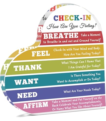 TIESOME Feelings Wheel Therapy Office Desk Decor, Double-Sided Wood Mental Health - View #3