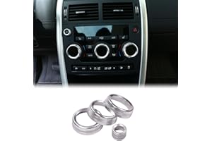 DIYUCAR For Discovery Sport 2015 2016 2017 2018 2019 Car Accessories Aluminum Volume and Air Conditioning Knobs Trim 4pcs (Silver)