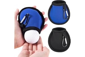 LUXIREMI 2 Pack Golf Ball Cleaner Pouch, Portable Golf Ball Bag with Clips, Waterproof Golf Ball Cleaning Bag with Double Layers, Compact Golf Ball Washer Bag, Golf Accessories for Men Gift (Black+Blue)