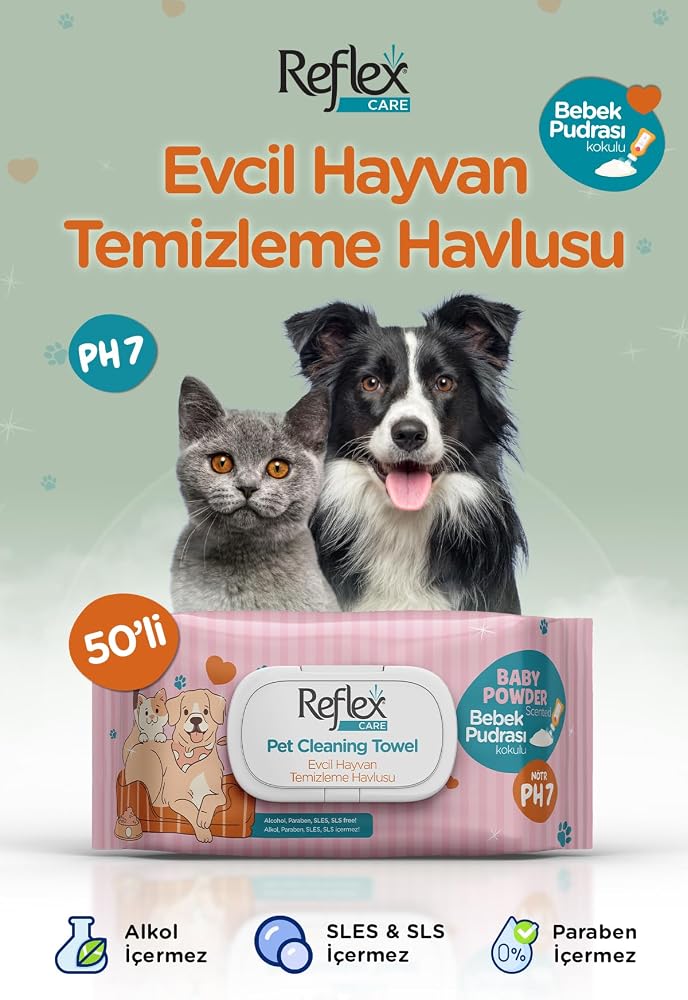 Reflex Care Evcil Hayvanlar İçin Çok Amaçlı Hijyenik Temizleme Havlusu 50’li