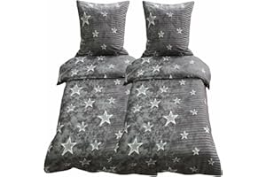 Leonado Vicenti Bettwäsche 4 TLG. 155x220 cm Mikrofaser Bettbezug Bettwaren Decken Kissen Sterne Galaxy Grau