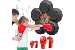 GZIZTX Machine de boxe musicale Bluetooth avec 2 jeux de gants de boxe pour adultes et enfants, équipement de boxe avec 5 modes, vitesse 9 niveaux, convient pour l'entraînement à domicile et la St