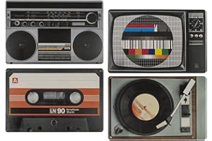 TIENDA EURASIA - Manteles Individuales | Pack 4 Salvamanteles Individuales de Plástico | Lavables | Diseño Original Retro Vintage | 4 Diseños Surtidos | (145115 - Retro 44 x 29 cm)