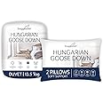 Snuggledown Hungarian Goose Down Super King Duvet - 13.5 Tog Warm Winter Premium Quilt Ideal for Cold & Chilly Nights, 2 Soft Pillows - Jacquard Cotton Cover, Machine Washable, Size (260cm x 220cm)