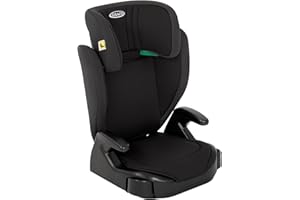 Graco Junior Maxi I-Size R129Rehausseur à Dossier Haut, env, 3,5-12 Ans (100-150 cm), Rehausseur de Siège pour enfant, Accoudoirs et Appui-Tête Réglables en Hauteur, Léger, avec Porte-Boisson, Noir