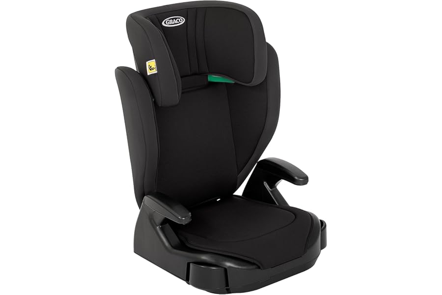Graco Junior Maxi i-Size R129 Child Seat Booster Seat with Adjustable Height Armrests and Headrests, Lightweight, with Cup Holder, Black, Junior Maxi i-Size