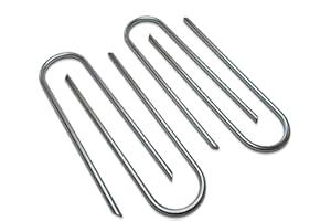 VISENSE Extra Long 12 Inch U Shaped Tent Pegs Metal Heavy Duty - 9mm Thick Garden Stakes - Galvanised Steel. Fits Football Goal Posts, Trampolines, Marquee, Swings & Garden Furniture UK BRAND (4 Pack)