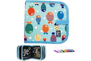 weigav Tabla de Dibujo Portátil para Niños，Pizarra de Escritura, Juguetes de Reutilizables Pizarra para Dibujar 12 lápices de Colores con Dibujos de Graffiti, 14 páginas