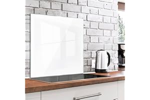 murando - Crédence Verre Cuisine 60x60 cm - Plaque Anti-Projection - Couvercle Anti-éclaboussures crédence - Revêtement Carreaux - Plaque en Verre trempé - Blanc f-A-10148-aq-a