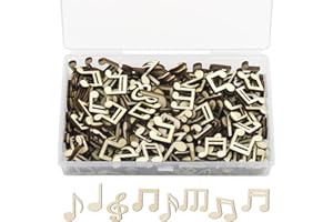 GZcaiyun 200 Stk Holz Musiknote, Mixed Dekorative Music Note mit Box für Konzerte, Scrapbooking, Geschenkboxen, Weihnachtsbäume, Hochzeiten, Wohnkultur