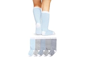 LA Active Chaussettes Montanes Mi-Bas Antidérapantes - 5 Paires - pour Bébés et Enfants - Non-glissement Coton (Garçons Bandes, 12-36 Mois)
